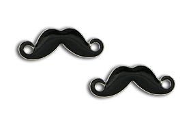 Brinco bigode mustache aço inox resinado preto