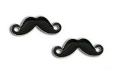 Brinco bigode mustache aço inox resinado preto