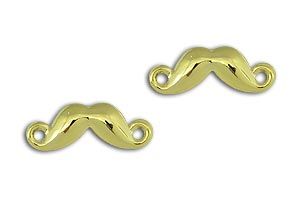 Brinco bigode mustache folheado a ouro 18k.