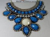 MAXI COLAR DE COURO E PEDRAS STRASS