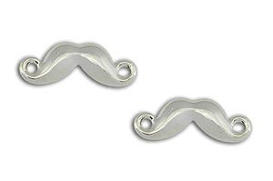Brinco bigode mustache folheado a prata