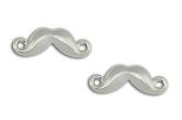Brinco bigode mustache folheado a prata